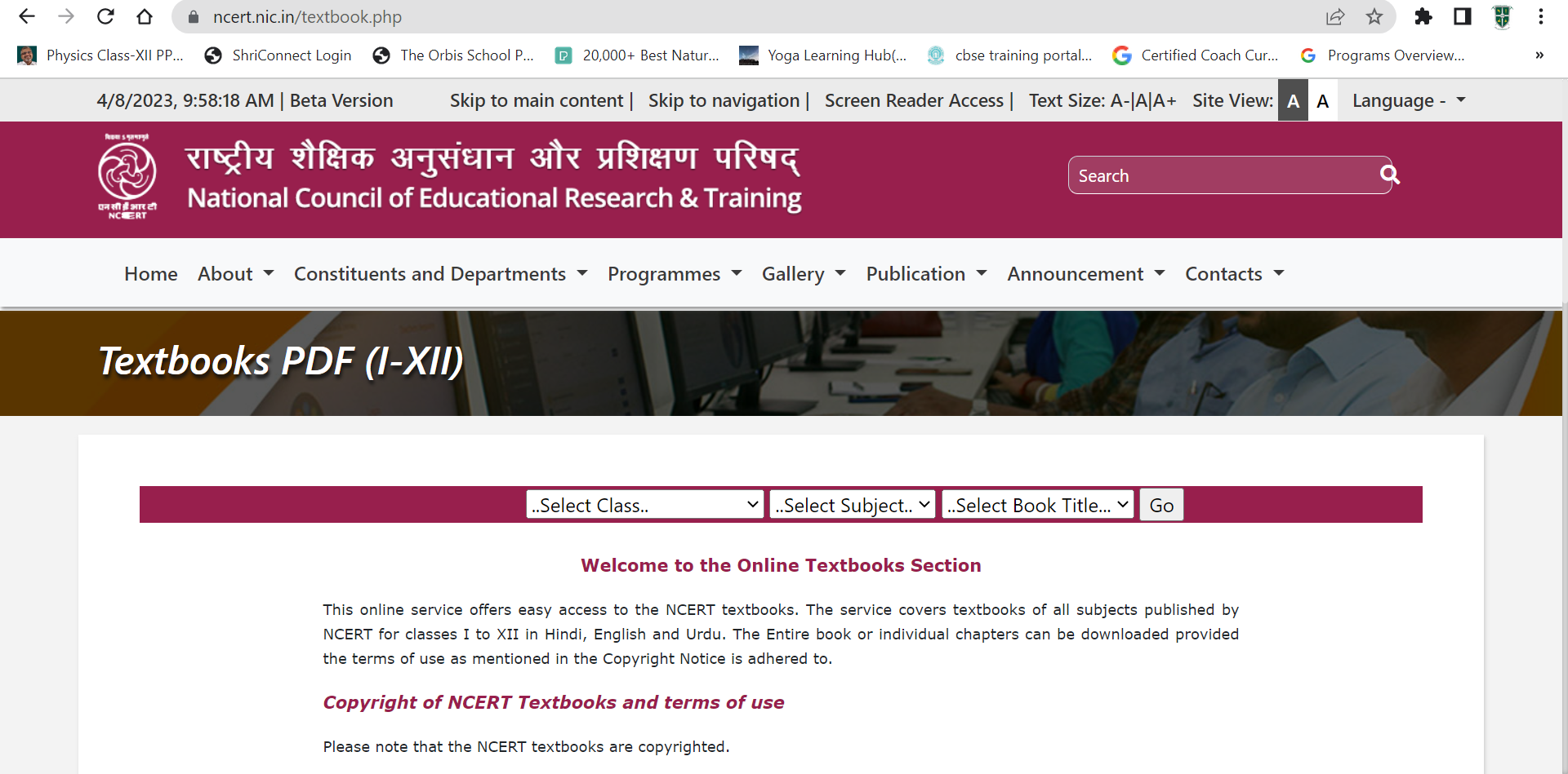 NCERT website to download books in pdf